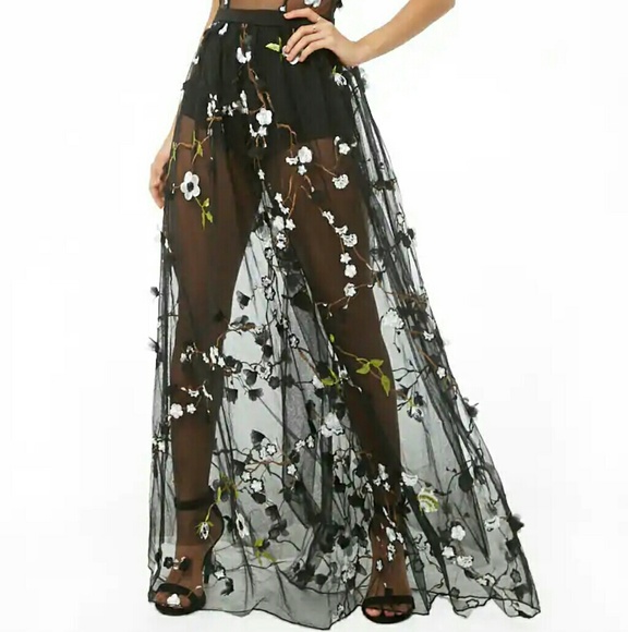 ISO Forever 21 Floral Embroidered Mesh Dress - Picture 2 of 2